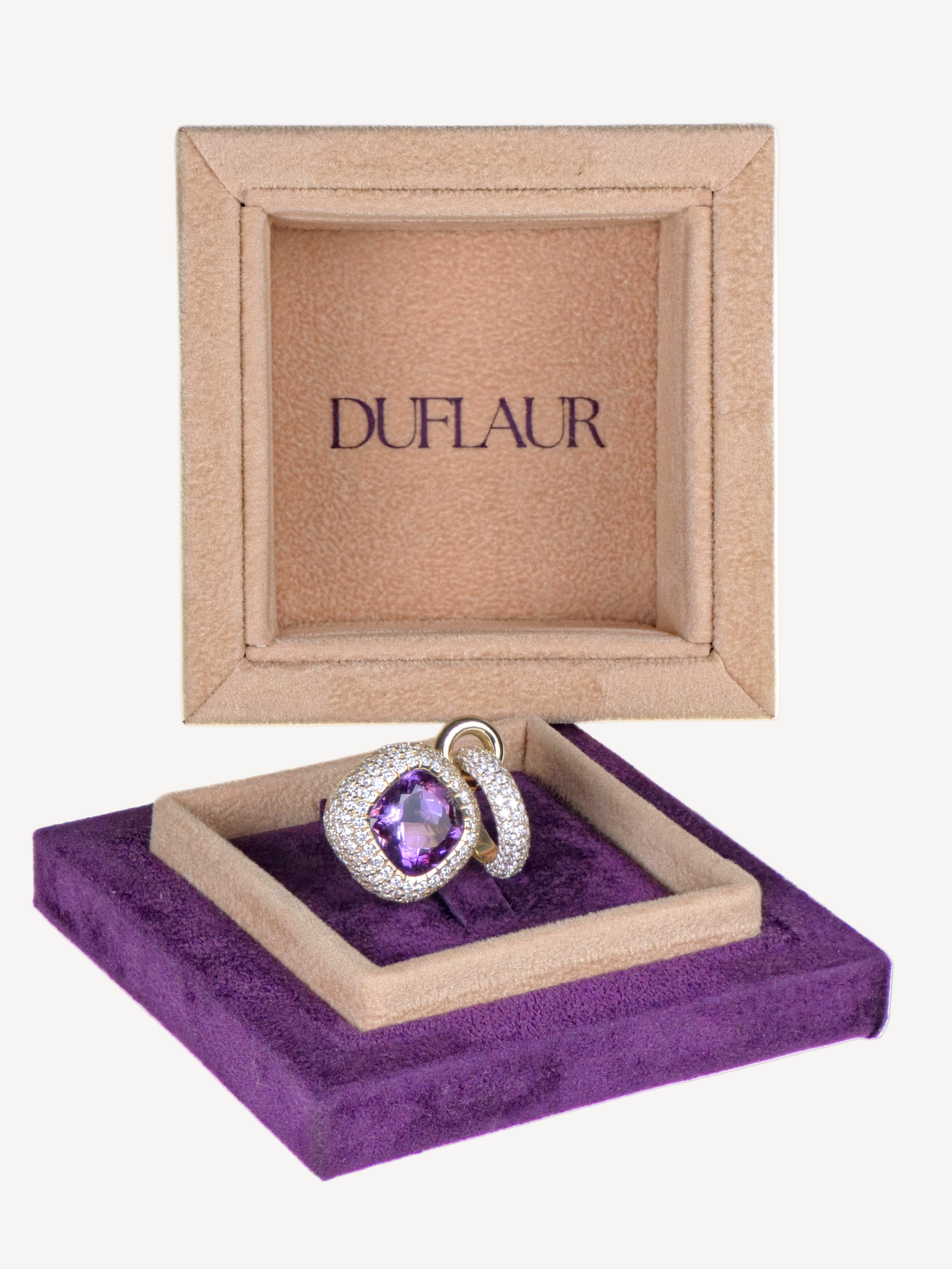 Amethyst-Anhänger aus 585er Gold mit Diamanten