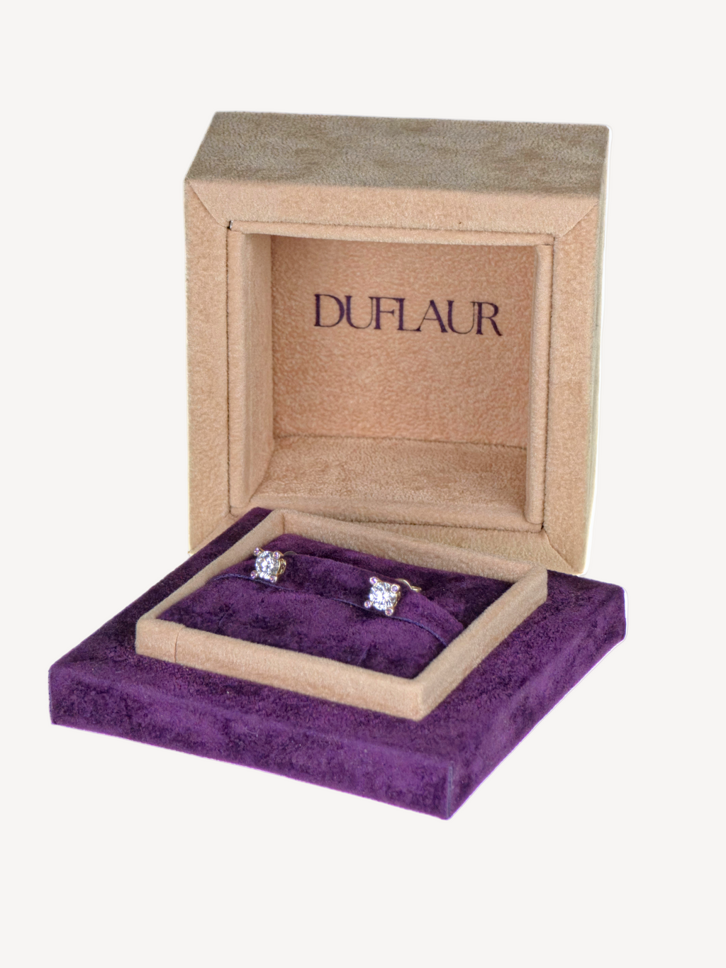 Diamant-Ohrringe aus 585 Gold mit Amethyst-Details