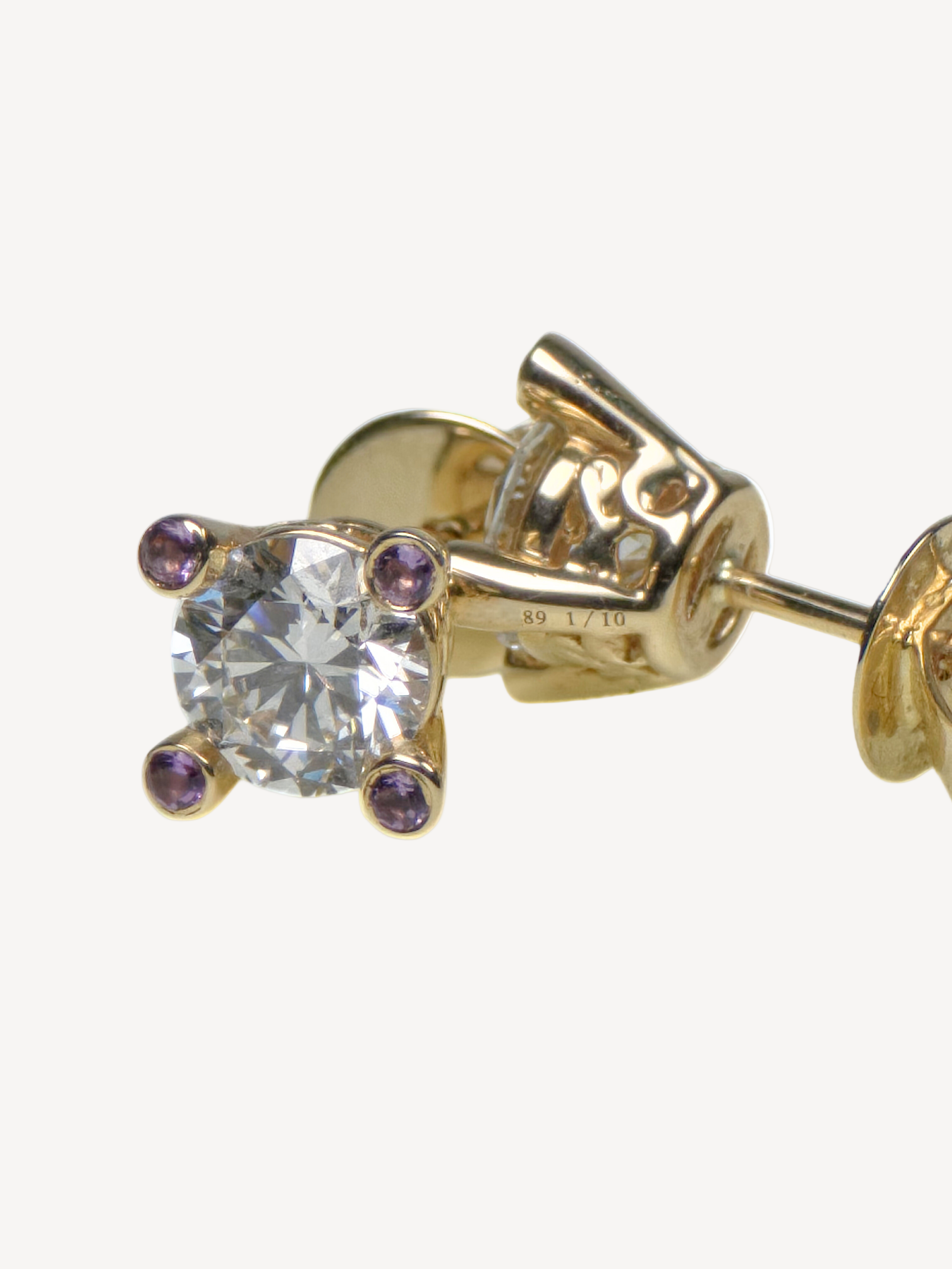 Diamant-Ohrringe aus 585 Gold mit Amethyst-Details