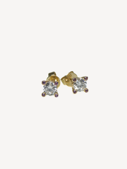 Diamant-Ohrringe aus 585 Gold mit Amethyst-Details